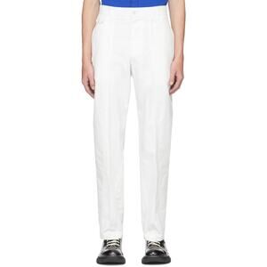 McQueen White Gabardine Paneled Cropped Trousers Mens Sz 50 IT/34 US
